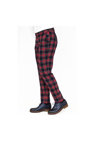 Wessi Ekose Desenli Slim Fit Lacivert Erkek Pantolon Lacivert
