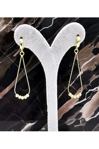 Omar Silver Kadın Gümüş Gold Altın Sallantılı Dorika Küpe Omr8505