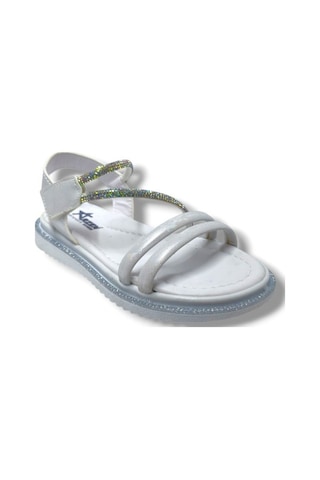 Arzen Bebe 221-25 Anatomik Taşlı Cırtlı Kız Çocuk Sandalet 31-36 Beyaz