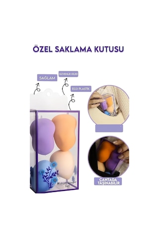 Lexroo Makyaj Süngeri Seti, Göz Farı Uygulama Çubuğu 10 Lu, Latex,free Beauty Blender Süngerleri