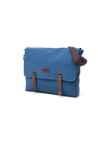 Gillario Design 03 Kanvas-deri İndigo 15.6 Inch Laptop Çantası Mavi Kahverengi