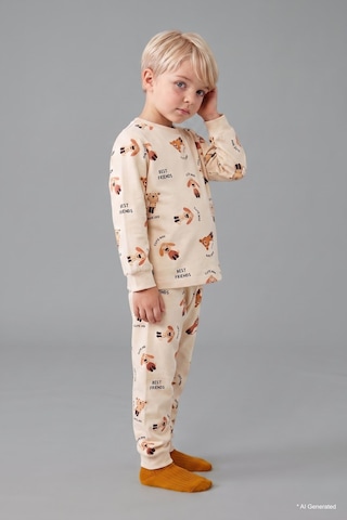 Defacto Uzun Kollu Bisiklet Yaka Üst Jogger Alt Hayvan Baskılı 2li Pijama Takımı Erkek Bebek H6537a526aubg734 Bej-bg734