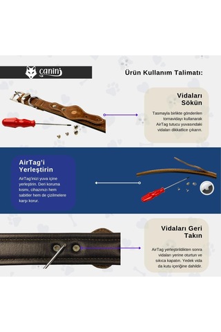 Hakiki Yağlı Deri Airtag Uyumlu Köpek Tasması Dayanıklı, Konforlu Ve Şık Tasarım, Airtag Bölmeli Gerçek Deriden Köpekler İçin Tasma Taba, Xxs Çok Renkli