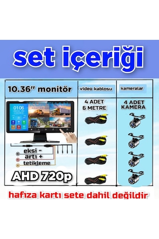 Mibzer İçin Dokunmatik 10.36'' Ekran Ahd 720p Beyaz Ledli Kamera