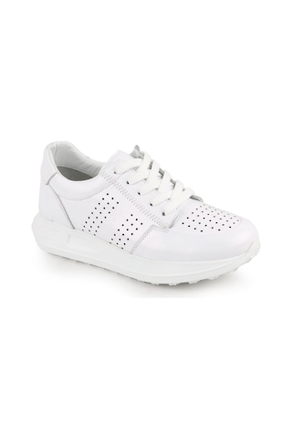 Libero L10.2255 Hakiki Deri Baskılı Ultra Hafif Kalın Eva Taban Kadın Casual Sneaker Beyaz