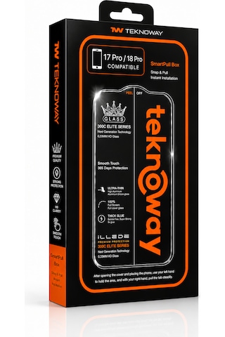 Teknoway İllede Apple Uyumlu iPhone 18 Pro / 17 Pro Ekran Koruyucu Tam Kaplama Şeffaf