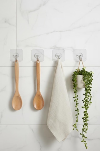 6'lı Şeffaf Yapışkanlı Askı Seti & Çok Amaçlı Banyo Ve Mutfak Duvar Düzenleyici Mix