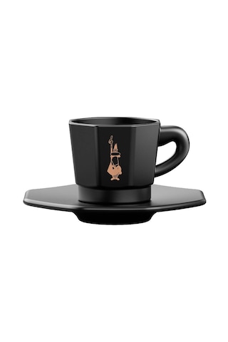 Bialetti - 4'lü Espresso Fincan Seti - Sekizgen Tasarım - Siyah Renk - Porselen Sku: Smg8690010192561