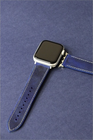 Apple Uyumlu Watch Kordon Deri Crazy Saks Mavi 42-44-45 Mm