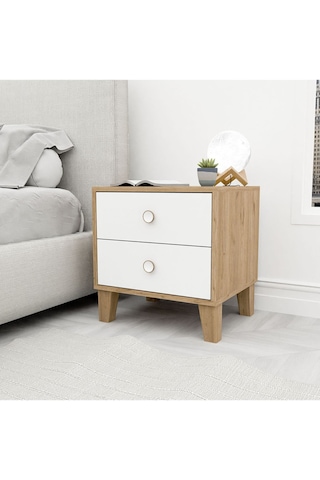 3690 Lısa 2 Çekmeceli Ayaklı Komodin Sepet-beyaz