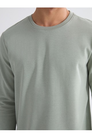 Lcwaıkıkı Basic Yeşil Bisiklet Yaka Erkek Kalın Sweatshirt