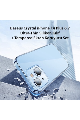 Baseus Crystal Apple Uyumlu iPhone 14 Plus 6.7 Silikon Kilif + Ekran Koruyucu 560652389