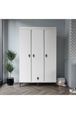 Afilli Rose 3 Kapaklı Tek Çekmeceli Dolap Beyaz