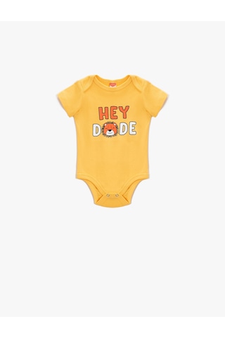Koton Baskılı Kısa Kollu Çıtçıtlı Body Pamuklu Sarı 2ynb10427ok