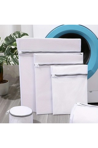 Elmpaly Beyaz 5li Set Dayanıklı Çamaşır Filesi Yıkama Torbası Hassas Kumaş Koruma Beyaz