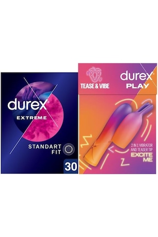 Durex Extreme Prezervatif 30'lu + 2'si 1 Arada Vibratör Ve Uyarıcı Başlık