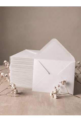 25 Adet 13x18 Cm Premium Kalite Davetiye Zarfı Beyaz