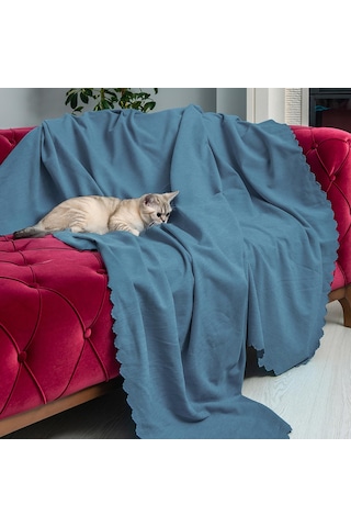Kaymaz Koltuk Örtüsü Çift Taraflı Mikrofiber Şönil 175x350 Cm Xl- Petrol Kedi Köpek Ve Çocuk Dostu Petrol