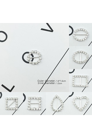 Dıy Craft Kart Davetiyesi İçin 10 Adet Kalp Yuvarlak Kare Şekli Şerit Toka Kaydırıcılar Gümüş , Seçenekler: 7