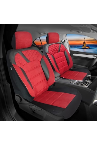 Pandami Oto Koltuk Kılıfı, Tam Set, Tay Tüyü / Kırmızı