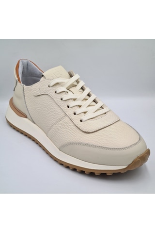 Libero 5144 Kemik Renk Hakiki Deri Erkek Günlük Casual Sneaker Kemik