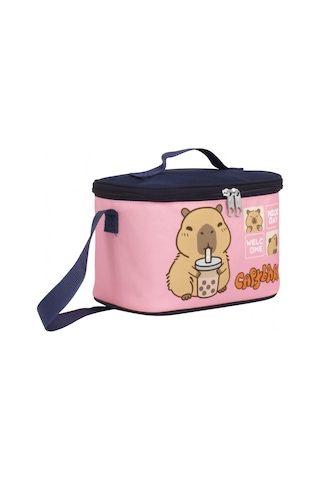 Capybara Kız Çocuk Isı Yalıtımlı Beslenme Çantası - Lacivert - Pembe - 5204 Çok Renkli