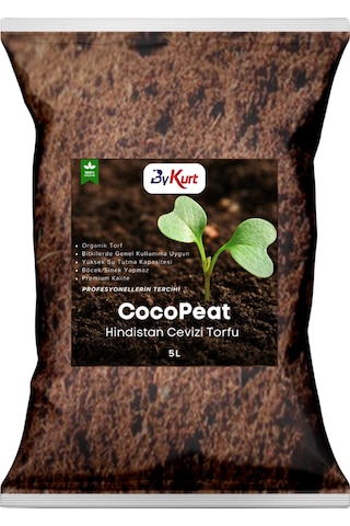 Bykurt Cocopeat Hindistan Cevizi Torfu %100 Doğal Torf Ve Bitki Toprağı Sinek Yapmaz 5 Litre