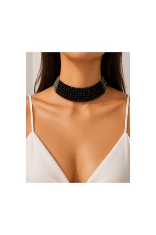 6 Sıra Siyah İnci Choker Kolye 36 Cm Boyna Yakın Dökümlü Tasarım Diğer
