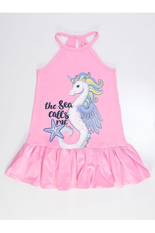 Denokids Mushi Seacorn Pembe Kız Elbise Pembe