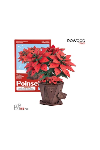 Rowood Tf001 Atatürk Çiçeği Poinsettia Dıy Minyatür Maket Model Set Ahşap 3d Wooden Puzzle Model Kit Ahşap Maket Dekoratif Hobi Seti