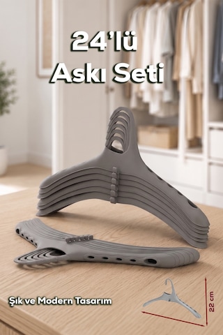 Porsima Harmoni 24 Adet Dolap Içi Düzenleyici Organizer İç İçe Geçen Askı Tişört Gömlek Elbise Askısı Beyaz