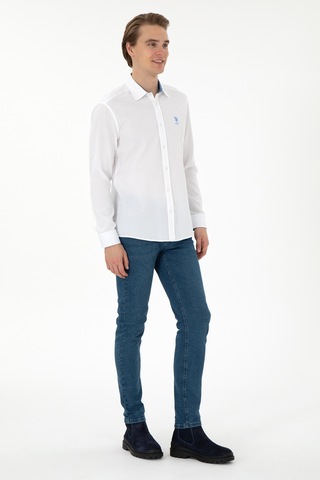 U.s. Polo Assn. Erkek Beyaz Gömlek Desenli 50292303-vr013 Beyaz