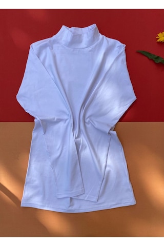 Unika Boutique Uzun Kollu 2'li Siyah Ve Beyaz Renk Balıkçı Yaka Pamuklu Kadın Atlet-badi Beyaz1