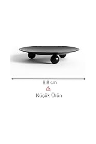 Spelt Mum Tabağı Şamdan Metal Altlık Takı Kasesi Dekoratif Mini Organizer Düzenleyici Tabak Siyah 6,8 Cm