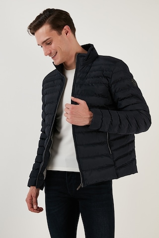 Buratti Dik Yaka Fermuarlı Cepli Slim Fit Şişme Erkek Mont 649002 Lacivert