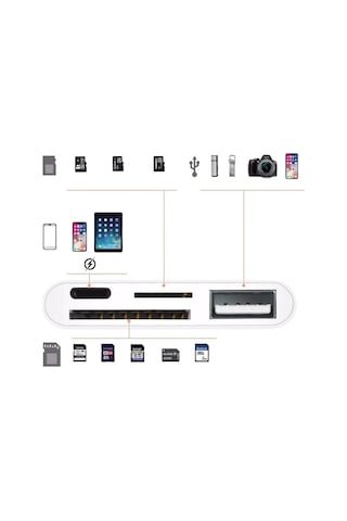 3343 Apple Uyumlu Lightning To Usb Lightning Micro Sd Tf Kart Okuyucu Çevirici Dönüştürücü Adaptör Dişi:light