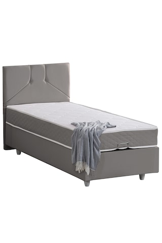 Wick Tek Kişilik Baza Başlık Letto Yatak Seti - Gri 100 x 200