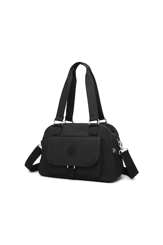 Smart Bags Orta Boy Çok Cepli Su Geçirmez Hafif Krınkıl Kumaş Kadın Omuz Çantası Siyah