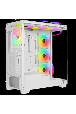 Rampage Hydra V3 Camlı 7 x 12 Cm Rgb Fan Atx Gaming Kasa Whıte