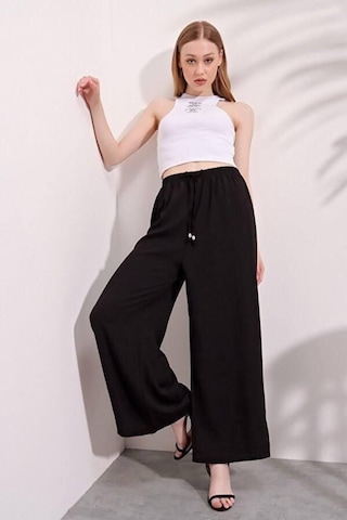 Unika Boutique Büyük Beden Geniş Beden Aralığı Beli Lastikli Salaş Ayrobin Pantolon siyah