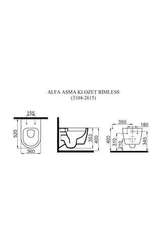 İdevit Alfa Kanalsız Rimless Mat Siyah Asma Klozet ve Kapak Mat Siyah Ultra Slim