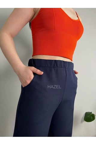 Hazel Kadın Lacivert Yüksek Bel Lastikli Bol Paça Pantolon-lacivert Lacivert