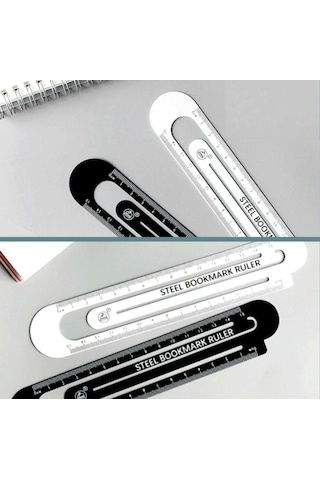 Omeniv 2 Adet Metal Cetvel Kitap Ayıracı Defter Kitap Masaüstü