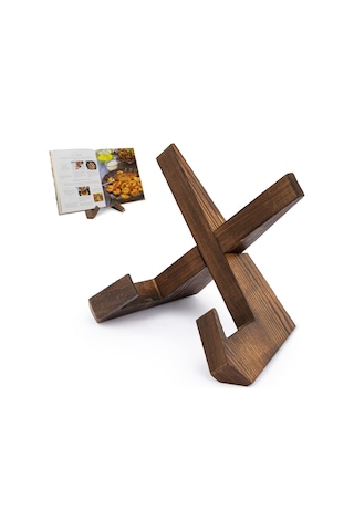 Yemek Kitabı Mutfak Standı, Mutfak Tezgahı İçin Tarif Kitap Sahibi, Ahşap Yemek Kitabı Sahibi, Rustik Yemek Kitap Tutucu Standı - Rustik Kahverengi Antik Meşe