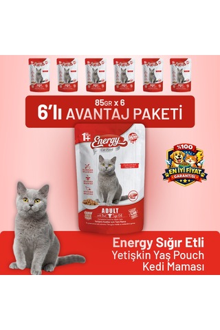 Sığır Etli Yetişkin Yaş Kedi Maması 85 G - 6 Adet