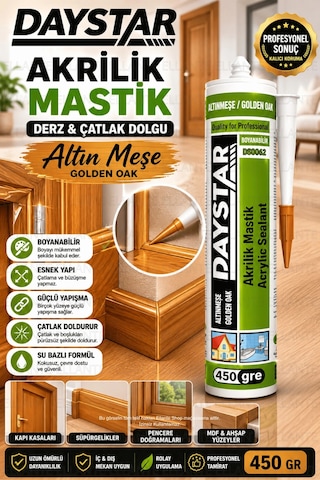 Altın Meşe Akrilik Mastik 450 Gr Boyanabilir Derz Ve Çatlak Dolgu Mastiği Ahşap Uyumlu Golden Oak Es Çok Renkli