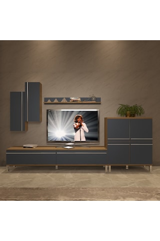 Decoraktiv Eko 6 Mdf Std Krom Ayaklı Tv Ünitesi Tv Sehpası Pera - Antrasit