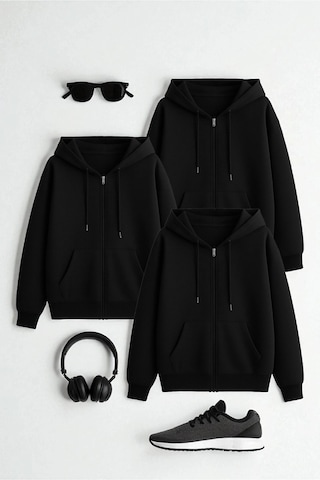 Uyguntarz Unisex Siyah & Siyah & Siyahfermuar Kapüşonlu Sweatshirt 3 Lü Fırsat Paketi Çok Renkli