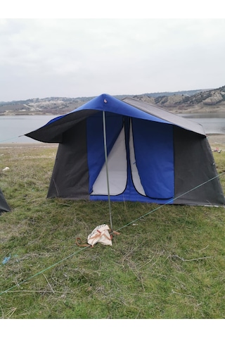 Oba Çadır - 2 Odalı Kamp Çadırı 4 Kişilik Kapı Sineklikli Mavi - Gri