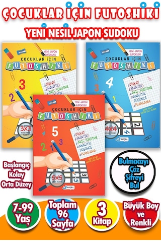 Çocuklar İçin Zeka Geliştiren&dikkat Güçlendiren Futoshiki 3lü Set - Yeni Nesil Japon Sudoku 7/99 Yaş